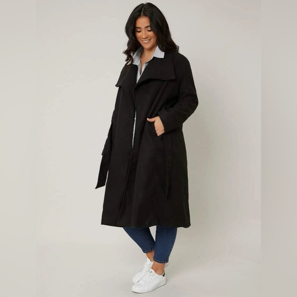 SHEIN Curve Waterfall Collar Self Belted Overcoat NWOT Size 20 - Picture 1 of 5